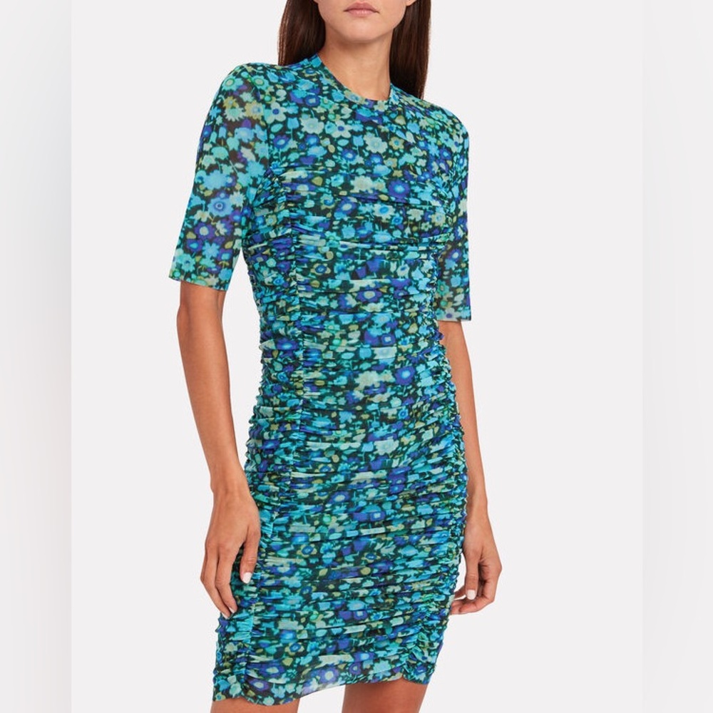 GANNI
Floral Mesh Ruched Dress